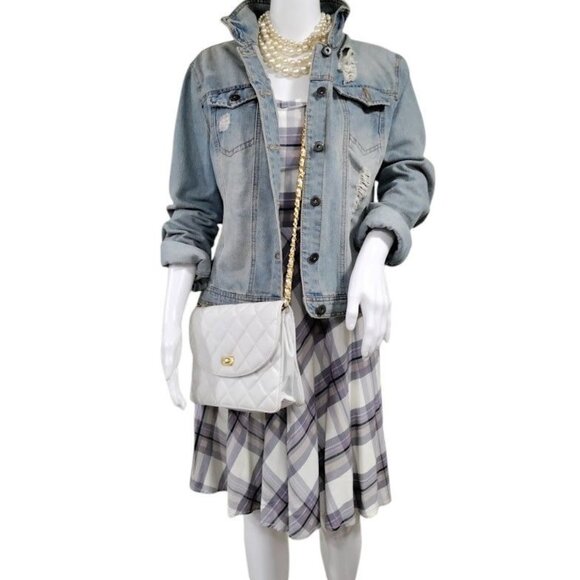 Gap Prairie Cowboy Twee Coquette Whimsy Plaid Knee Length A-Line Dress Large - Picture 3 of 7